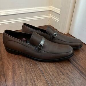 Hugo Boss Mens Vero Cuoio Brown Leather Dress Shoe Horsebit Loafer Size 12 46